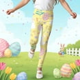 thumbnail image 4 of Easter Girls Print Leggings Stretchy Athletic Full Length Casual Pants for Toddlers Kids Light Yellow 3 Years-4 Years, 4 of 5