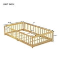 thumbnail image 2 of Alvantor Twin Size Montessori Floor Bed for Kids with Rails, Rubber Wood Toddler Bed Frame Low to Ground, No Box Spring Needed, Natural, 2 of 7