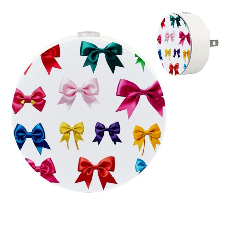 

YZUOUZY Night Lights Plug into Wall Bedside Lamp Small Lamps Set of 2 Bow Knots Pink Green Red Yellow