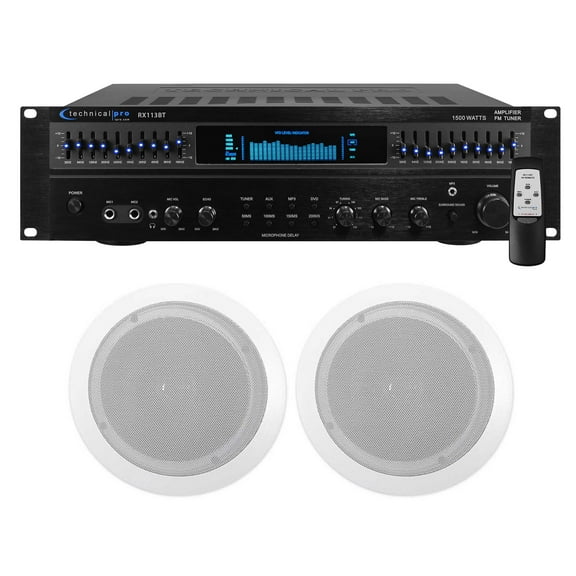 Technical Pro RX113 Home Theater Amplifier Receiver (2) 6.5" Ceiling Speakers