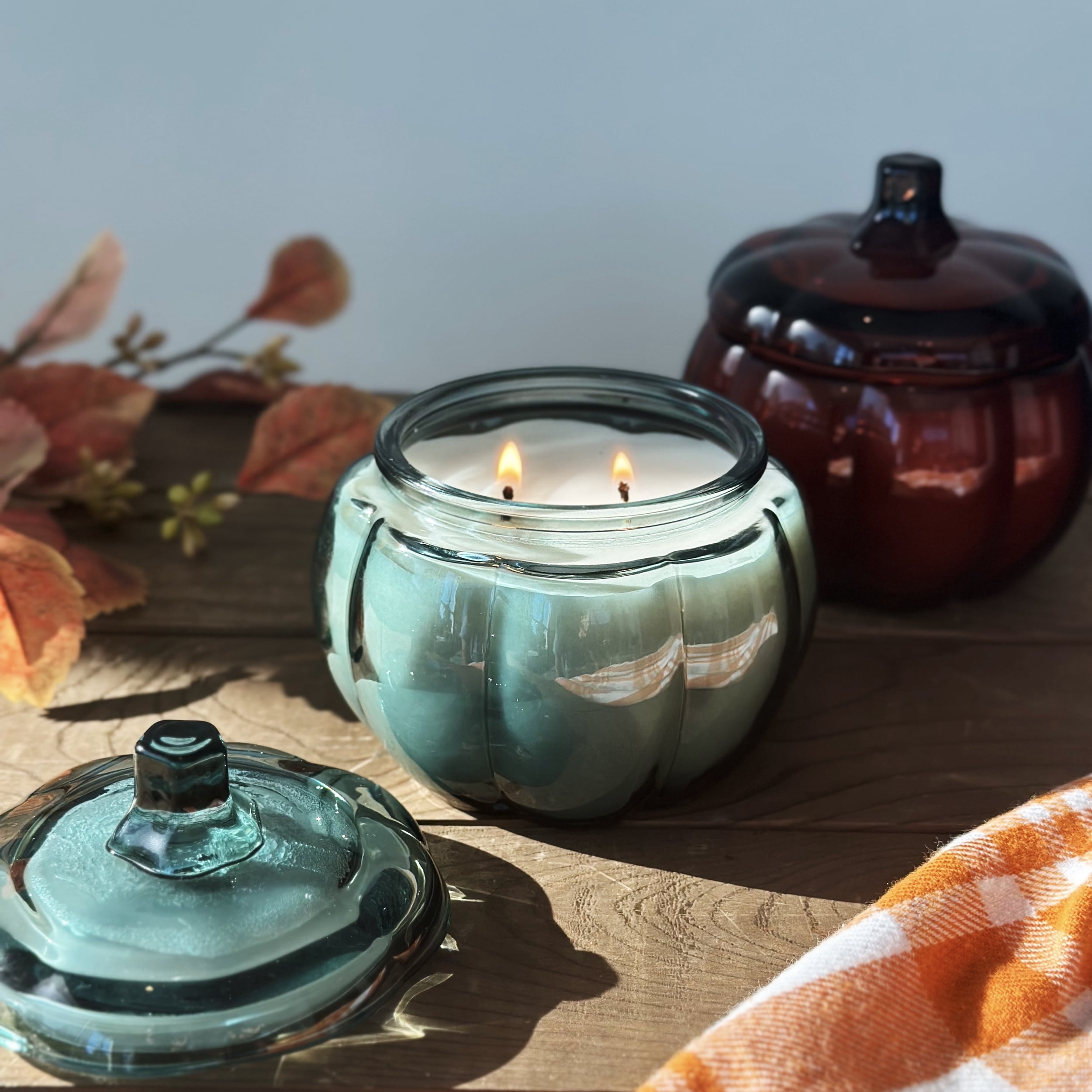 Better Homes & Gardens Leaves and Acorn Scented 2-Wick Pumpkin Jar Candle 13.8oz