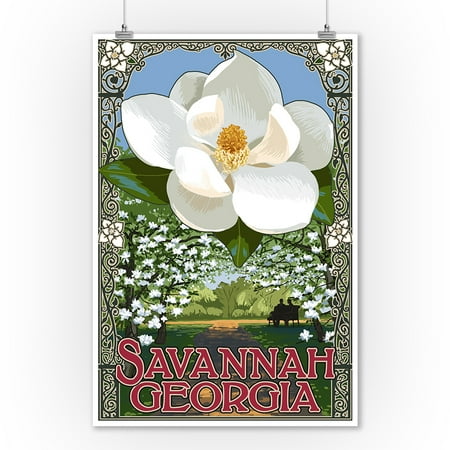 Savannah Magnolia (Savannah, Georgia - Single White Magnolia - Lantern Press Artwork (9x12 Art Print, Wall Decor Travel)