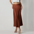 thumbnail image 2 of Bmisegm Women's Satin Skirts Casual Silk Midi Skirt High Waisted Long A Line Elegant Work Party Silk Brown Skirt XXL, 2 of 6