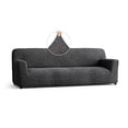 thumbnail image 1 of Couch Cover - Sofa Cover - Sofa Slipcover - Soft Polyester Fabric Slipcover - 1-Piece Form Fit Stretch Stylish Furniture Cover - Microfibra Collection - Grey (Sofa), 1 of 5