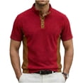 thumbnail image 2 of sckarle Corduroy Golf Shirts for Men Short Sleeve Color Block Work Shirt Regular Fitted Stretchy Golf T Shirts 2026 Red,M, 2 of 5