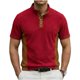 thumbnail image 2 of Ceisia Men's Loose Fit Ribbed Polo Shirt Short Sleeve Stand Collar Color Block Casual Daily Summer Tops Red L Gifts, 2 of 4