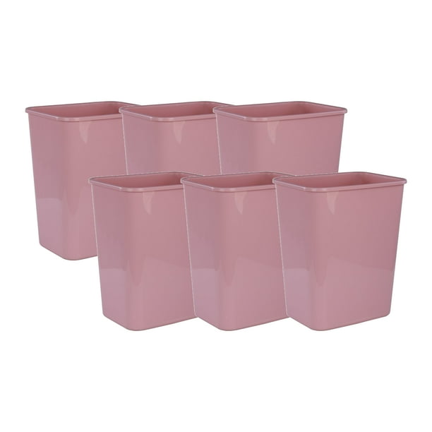 Mainstays 5.5 gal Plastic Open Top Kitchen Trash Can, 6 Pack, Blush