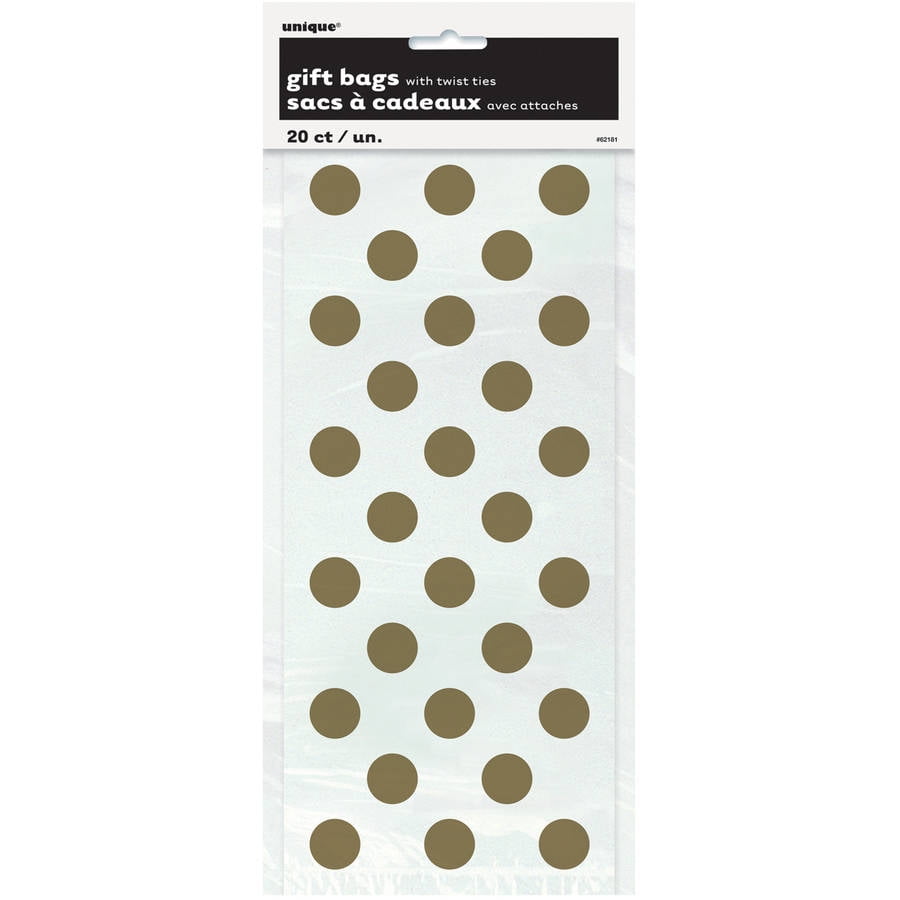 Gold Polka Dot Cellophane Bags, 20ct