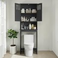 thumbnail image 2 of Tcbosik Over the Toilet Cabinet with 2 Doors, Bathroom Storage Cabinet with Adjustable Shelf, Space Saving, Black, 2 of 13