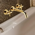thumbnail image 4 of Grifo de baño, grifo, grifo de dos manijas para agua caliente y fría, fregadero de cocina para baño Oro, 4 of 8