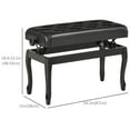 thumbnail image 2 of CoSoTower Adjustable Height Piano Bench Stool, PU Leather Button Tufted Padded Keyboard Seat with Rubber Wood Legs, Black, 2 of 7