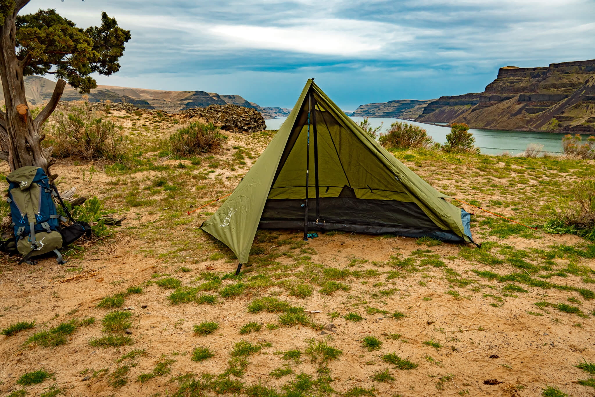 River Country Products One Person Trekking Pole Tent, Ultralight Backpacking Tent - Green