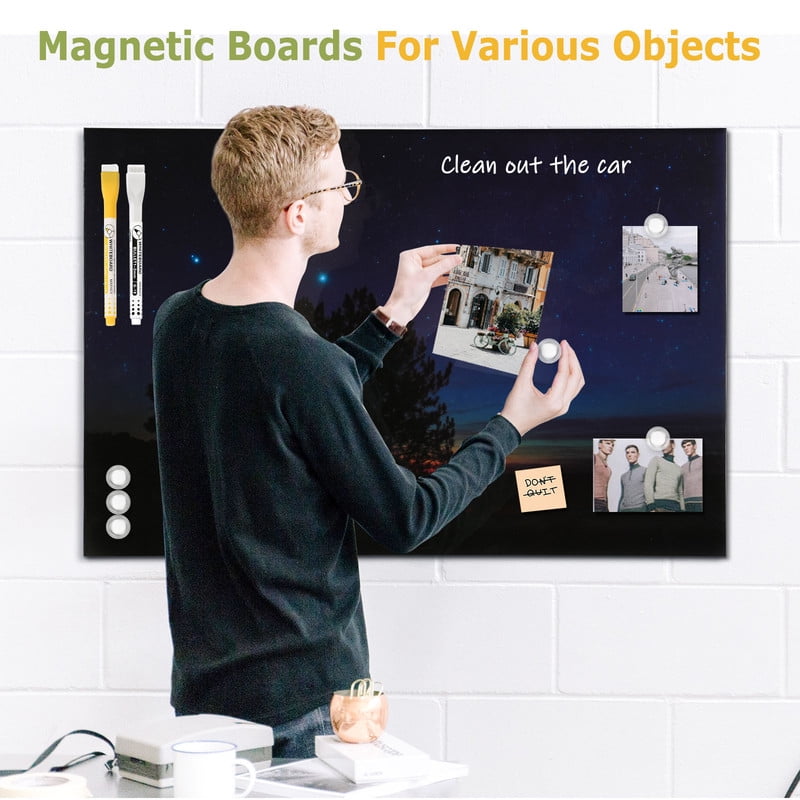 Magnetic Whiteboard Dry Erase White Board 28"x20" Decorative White Board for Wall with Starry Sky Pattern Design White Board for Home Office Decor, Bedroom, Kitchen, Classroom with Magnets & Markers
