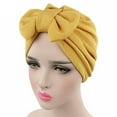 thumbnail image 2 of D-GROEE Lovely Decorative Turbans for Women Soft Bowknot Turban Head Wrap Headwear Pleated Beanie Cap Hair Loss Hat, 2 of 7