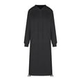 thumbnail image 4 of Hooded Sweatshirt Dress for Women Casual Loose Long Sleeve Lace Up Dress Lightweight Solid Color Tunic Hoodie Dresses with Kangaroo Pocket, 4 of 6