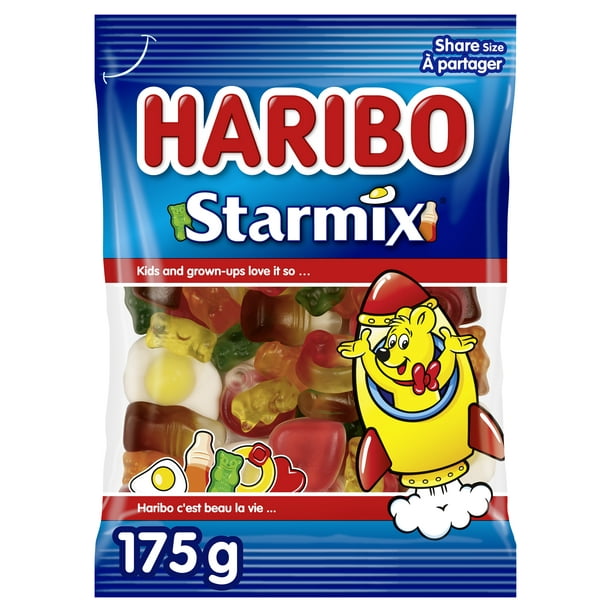 Bonbons gélifiés Starmix Haribo, mélange de saveurs fruitées, sans colorants artificiels, sac de 175 g Haribo Starmix, 175 g