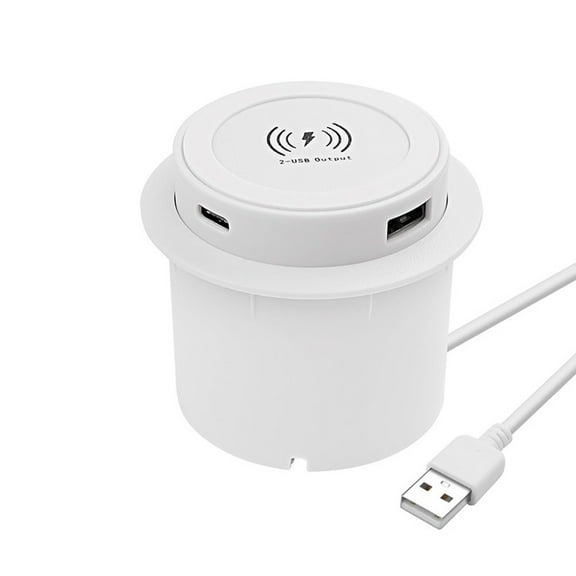 3-in-1 Desktop USB Socket Fast Wireless Charger Station Pop-Up Socket With USB Port For Smartphone For Desks Bedside Charge