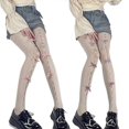 thumbnail image 2 of Women White Fishnet Pantyhose Cream Color Bow Hollow Holes Tights, 2 of 5