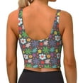 thumbnail image 4 of Goofa Daisies Flowers Printed Sports Bras for Women, High Impact Running Bra Workout Crop Tank Tops Longline Sports Bra Push up-X-Large, 4 of 9