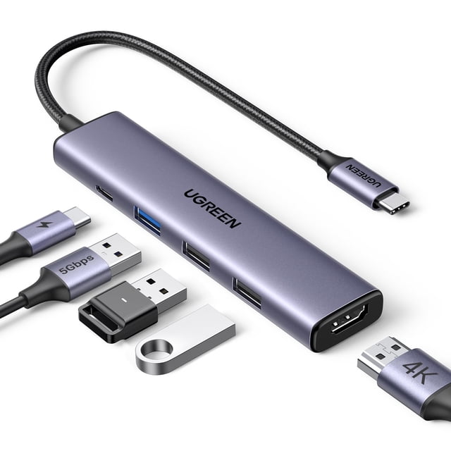 Hub USB C UGREEN Revodok 105 5 en 1 con HDMI 4K y PD de 100 W