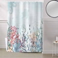 thumbnail image 5 of Fabric Shower Curtain, Summer Sea Life Coral Seagrass Shell Conch Starfish Shower Curtains with 12 Hooks Waterproof Machine Washable Bath Curtains for Bathroom,48x 72in, 5 of 6