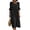 Black, variant on Summer Dresses for Women Cotton Blend Midi Dress, Round Neck 3/4 Ruffle Sleeve Dress with Hollow Out Details, Casual Loose Fit Empire Waist Dress