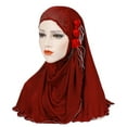 thumbnail image 2 of Prolriy Hijab Scarf for Women Silk Fashion Breathable Headscarf Muslim Flower Hat Ice Turban Summer Tassel Accessory Shawl Scarf Head Scarf Red, 2 of 4