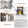 thumbnail image 4 of PORKISS Rolling Kitchen Island with Storage, Modern Kitchen Island Cart on Wheels with Rubber Wood Top for Kitchen Room, Dining Room, White, 4 of 12