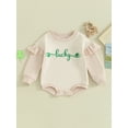 thumbnail image 2 of Gupgi 0-24 Months Baby Girl Romper Ruffle Long Sleeve Shamrock Letter Embroidery Bodysuit Playsuit, 2 of 9