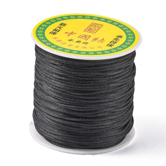 Nylon Thread Rattail Satin Cord Black 1.0mm 76.55 yards(70m)/roll for DIY