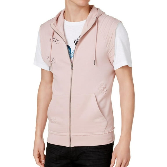 I-N-C Mens Deconstructed Sweater Vest, Pink, Medium