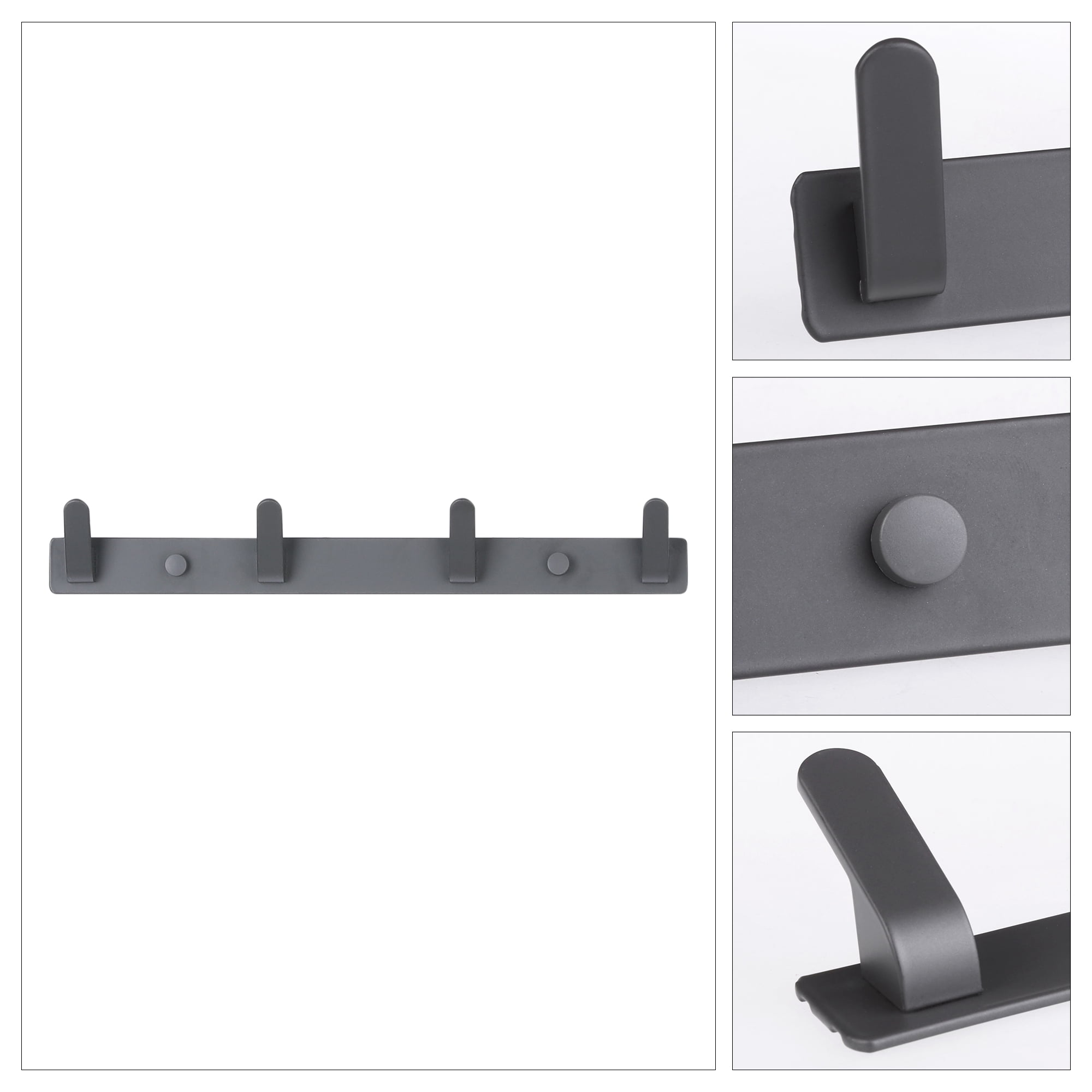 Unique Bargains Coat Rack Wall Mount with 4 Hooks for Entryway Bathroom Bedroom Gray 4 Hooks