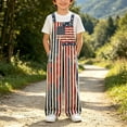 thumbnail image 5 of Girls Rompers Sunny Patriotic Flag Print Sleeveless Square Neck Unisex Trendy Pocket Jumpsuit Kids Street Travel Outfit, 5 of 7