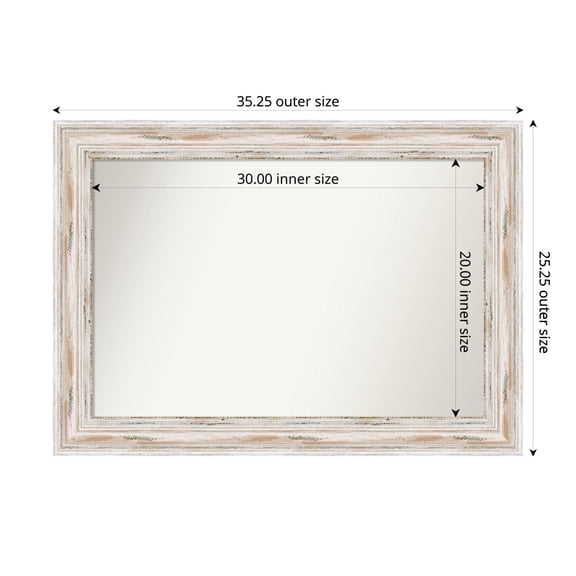 Amanti Art Custom Wall and Bathroom Mirror (25.25 x 35.25 in.), Alexandria White Wash Frame