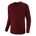 thumbnail image 2 of LYXSSBYX Men's Performance Long Sleeve Shirt Round Neck Long Raglan Sleeves Daily Slim Fit Buttons Pullover Shirts Tops Blouse, 2 of 3