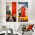 thumbnail image 1 of Designart "Landscape Barns Rural Collage V" Barns Framed Wall Art Set Of 2 - Red Architecture Framed Canvas Set For Living Room Decor, 1 of 6