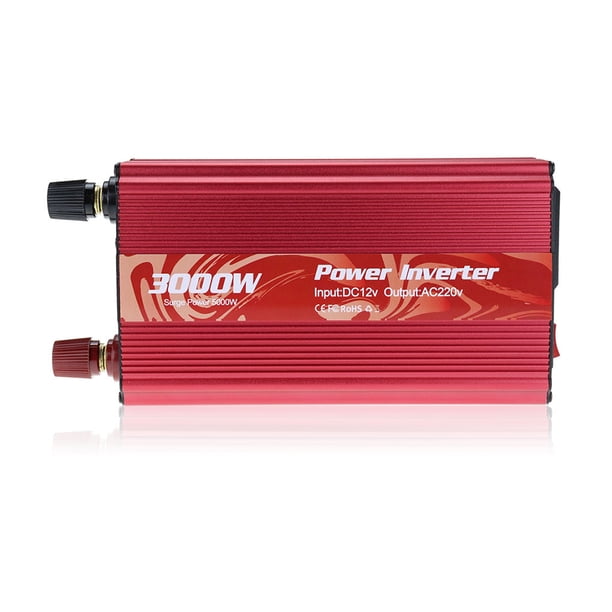 Scienceny Inversor de vehículo DC 12V a AC 220V Adaptador de onda sinusoidal solar Protección contra cortocircuitos Ventilador incorporado Convertidor de Herramientas eléctricas Rojo Scienceny TO008232-01