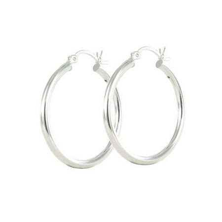 30mm Sterling Silver Hoop Earrings - Walmart.com