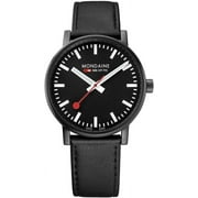 Mondaine Men's SBB Stainless Steel Swiss-Quartz Watch with Leather Calfskin Strap, Black, 20 (Model: MSE.40210.LB)