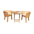 thumbnail image 2 of Teak Wood California Half Moon 3 Piece Outdoor Patio Dining Set, 2 Chairs and 36" Round Dining Table, 2 of 5