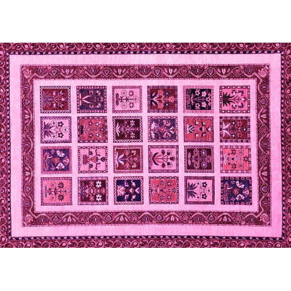 Ahgly Company Indoor Rectangle Abstract Pink Modern Area Rugs, 8' x 12'