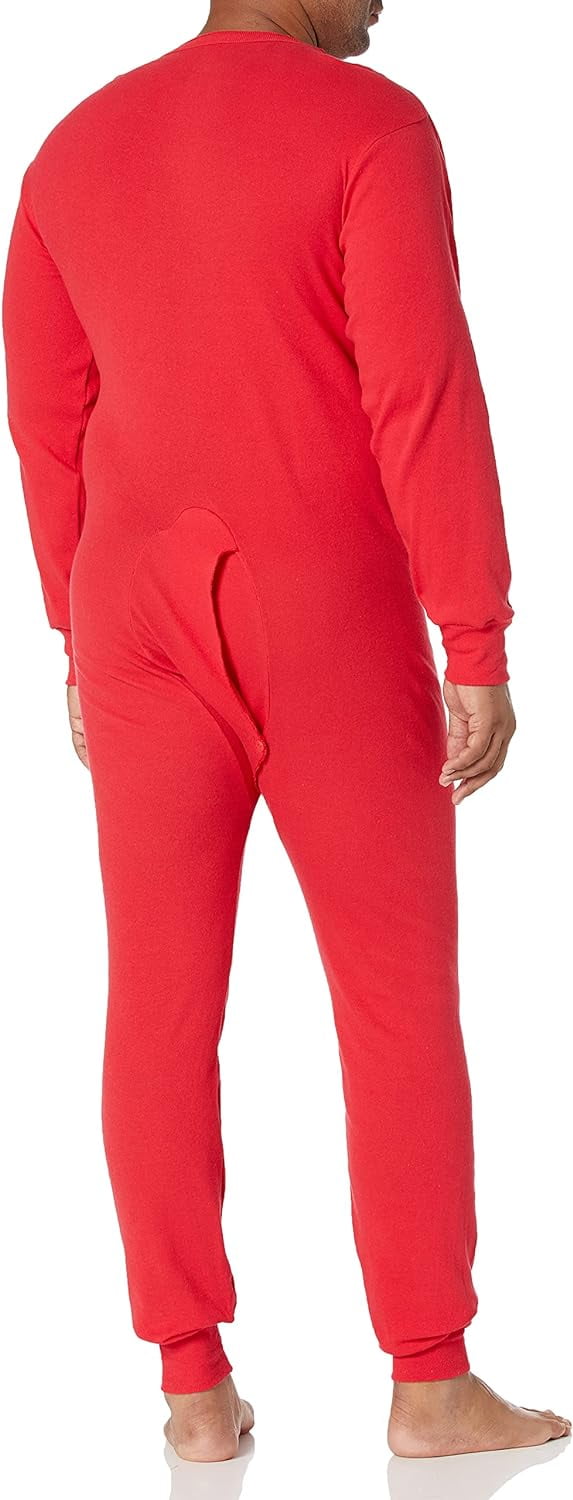 Red Union Suit, 100% Cotton Thermal Underwear 