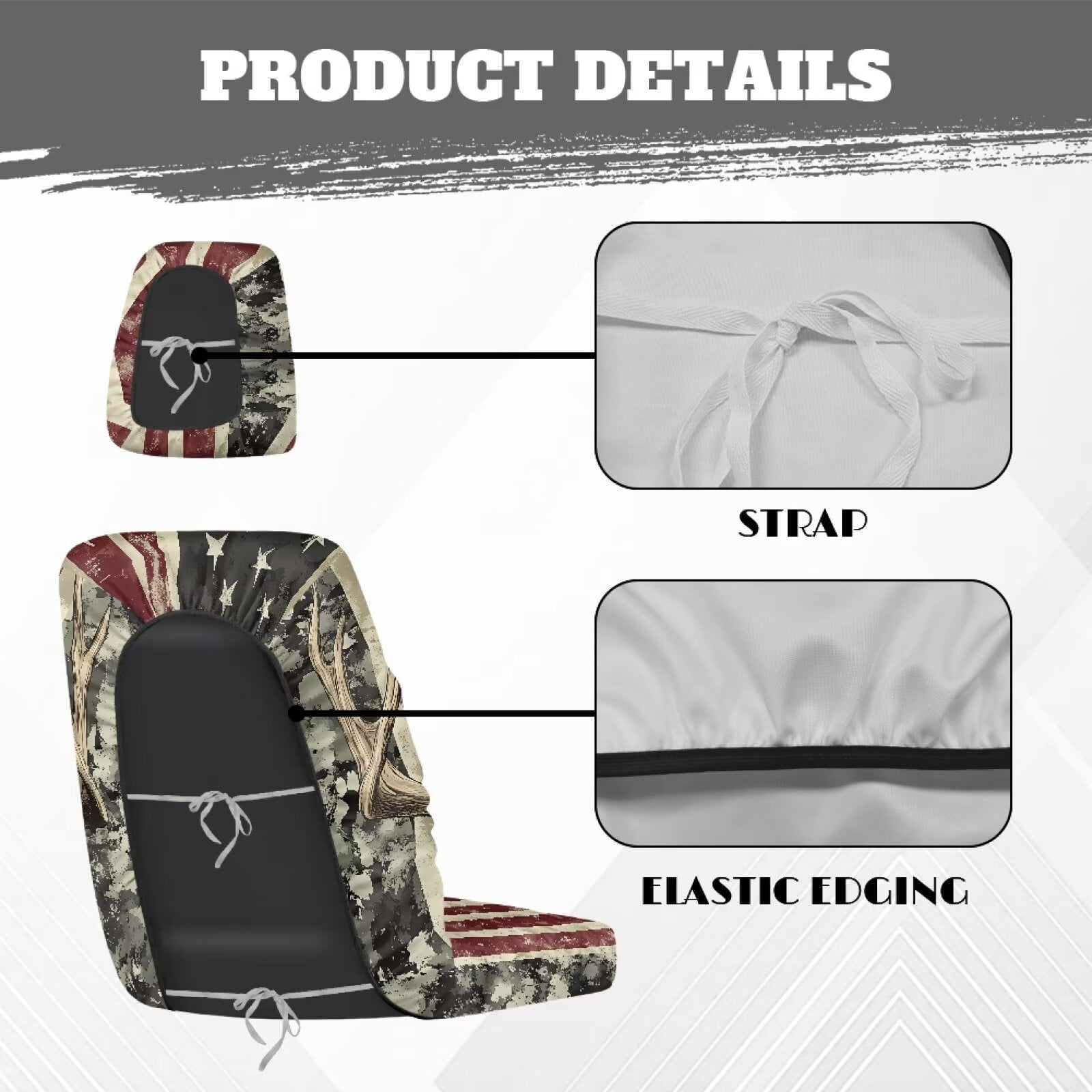KUIFORTI American Flag UTV Seat Covers Anti-Scratch Seats Cover for UTV Fits with Rhino Bucket Seat Cover with Headrest Covers for Yamaha Rhino 700 660 450 2004-2021