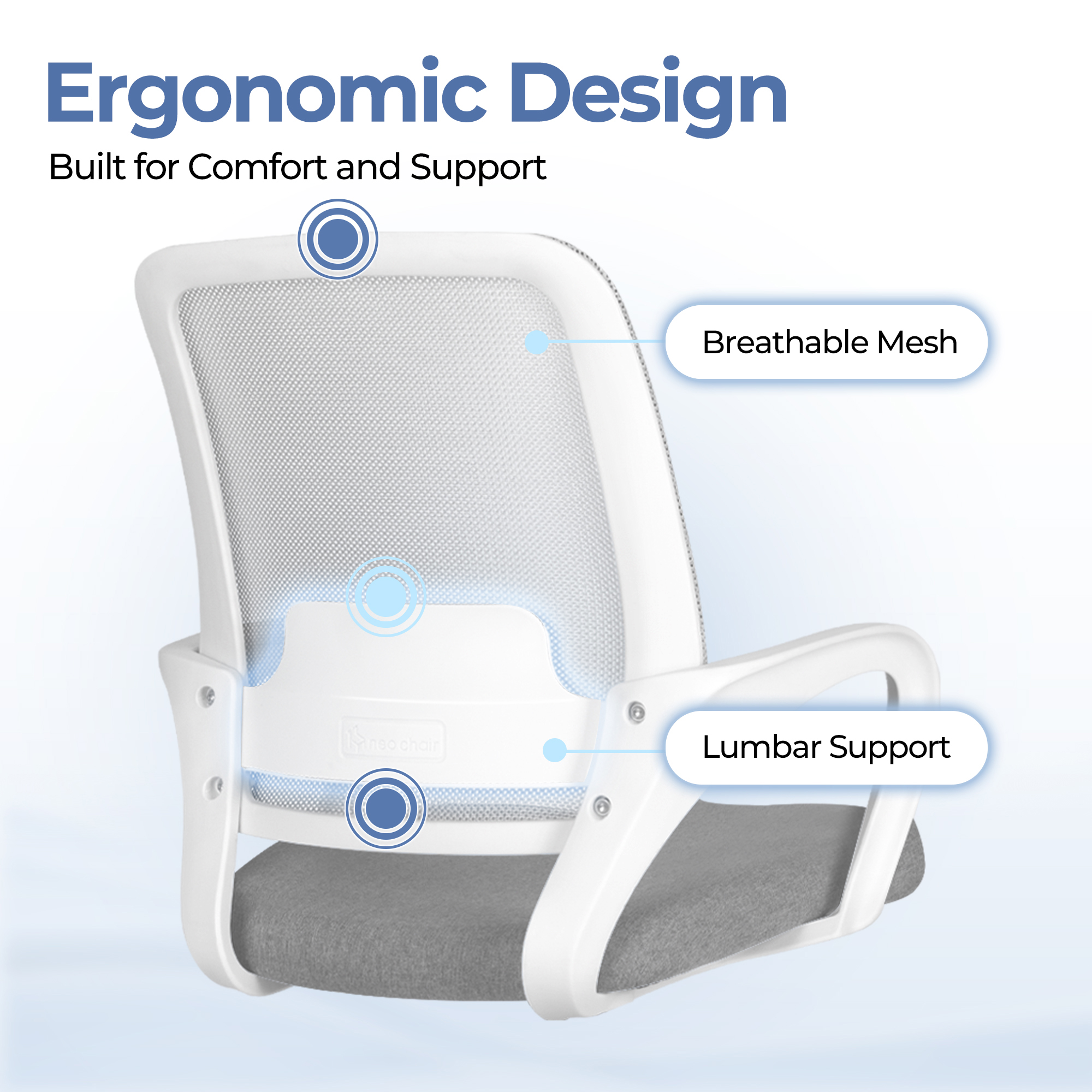 CELTOSS Ergonomic Home Office Chair, Mid Back Lumbar Support Desk Chair, Adjustable Height with Armrests for Adults, Gray
