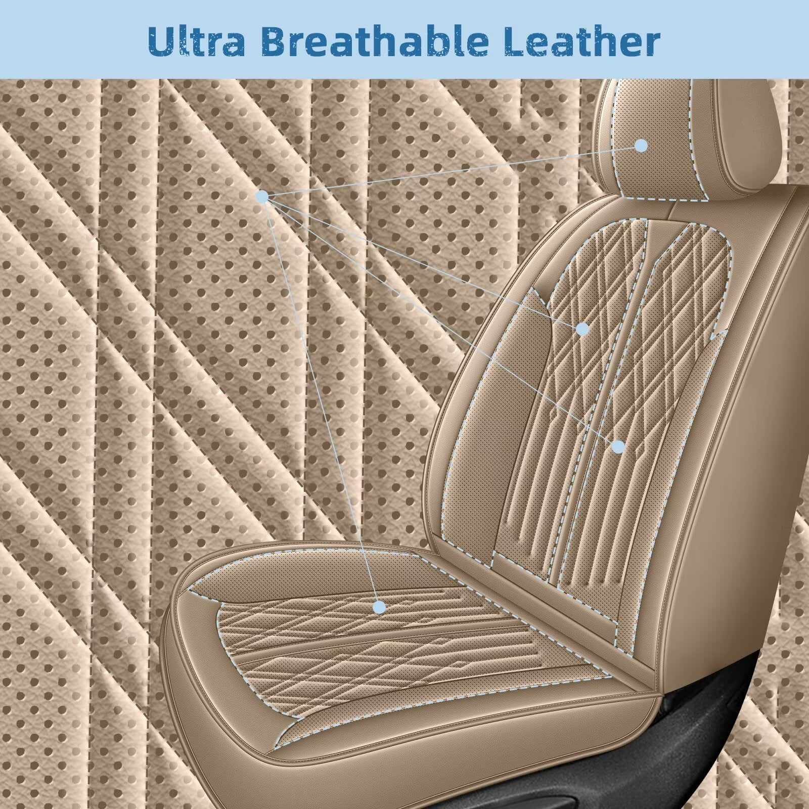 DIKSOAKR Seat Covers Fit for Toyota Camry 2012-2024 2025 Full Set Leather Seat Covers Breathable Waterproof Vehicle Seat Cushion (2 Row 5 Seat, Beige)