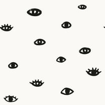 Tempaper x Bobby Berk Eye See You Black & White Peel and Stick Wallpaper, 20.5" x 33'