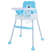 Maydolly Multifunctional 3-in-1 Convertible High Chair with Detachable Double Tray, Adjustable Legs, Non-Slip Feet, Save Space, Ideal Gifts for Baby/Infants/Toddlers, Blue