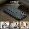 thumbnail image 4 of for iPhone 16 Phone Case, Vintage Magnetic Finger Hand Wrist Strap Kickstand Shockproof Protective PU Leather Thin Fit Anti-Scratch Cover Compatible with iPhone 16, Black, 4 of 6