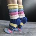 thumbnail image 4 of Calcetines de invierno de punto grueso para mujer, medias de pantuflas a rayas coloridas, 4 of 5