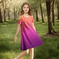 thumbnail image 4 of Cold Shoulder Dresses for Girls with Pockets Size 3-14 Teens Kids Trendy Gradient Printed Short Sleeve Crewneck Pullover Tshirts Dress, 4 of 8